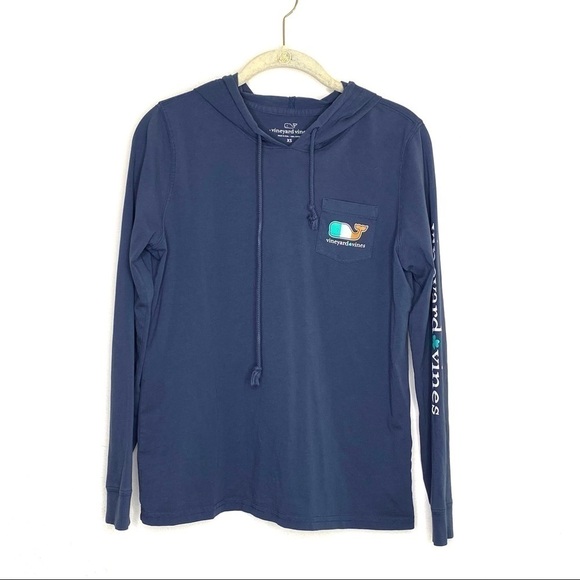 Vineyard Vines Blue Womens Long Sleeve Hooded Tee Shirt (Irish Flag) - Picture 1 of 8